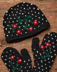Cherries Noir Knit Mittens