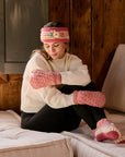 Color Block Blush Knit Slippers