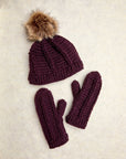 Brecken Deep Plum Knit Pom Beanie