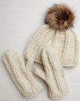 Brecken Ribbed Knit Pom Beanie - Ecru