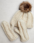 Brecken Ribbed Knit Mittens - Ecru