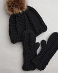 Brecken Ribbed Knit Mittens - Noir