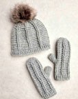 Brecken Ribbed Knit Pom Beanie - Pumice