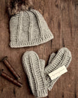 Brecken Ribbed Knit Mittens - Pumice