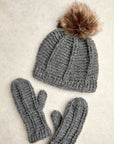 Brecken Ribbed Knit Pom Beanie - Heather Gray