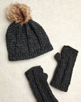 Brecken Charcoal Knit Pom Beanie