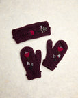 Therese Deep Plum Knit Mittens
