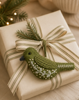 Hand-Embroidered Songbird Ornament – Evergreen