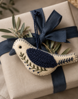 Hand-Embroidered Songbird Ornament – Blueberry