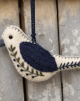 Hand-Embroidered Songbird Ornament – Blueberry