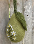 Hand-Embroidered Pear Ornament – Evergreen