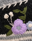 Color Block Embroidered Knit Beanie - Slate