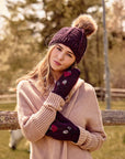 Therese Deep Plum Knit Mittens