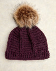 Brecken Deep Plum Knit Pom Beanie