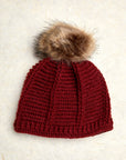 Brecken Burgandy Knit Pom Beanie