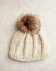 Brecken Ecru Knit Pom Knit Beanie