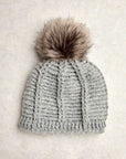 Brecken Ribbed Knit Pom Beanie - Pumice