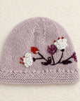 Floral Embroidered Knit Beanie - Tan Rose