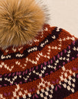 Alpine Fair Isle Embroidered Beanie - Rust