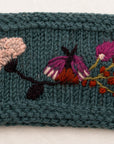 Floral Embroidered Knit Headband - Blue Sage