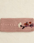 Floral Embroidered Knit Headband - Tan Rose