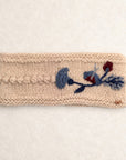 Floral Embroidered Knit Headband - Ecru