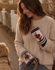 Color Block Embroidered Knit Gloves - Nantucket Winter