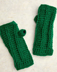 Brecken Ribbed Knit Fingerless Gloves - Emerald