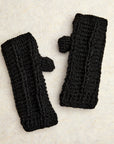 Brecken Ribbed Knit Fingerless Gloves - Noir