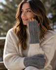 Brecken Ribbed Knit Fingerless Gloves - Heather Gray
