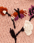 Floral Embroidered Knit Handwarmers - Tan Rose