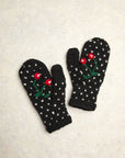 Cherries Noir Knit Mittens