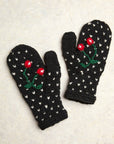 Cherries Noir Knit Mittens