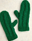 Brecken Ribbed Knit Mittens - Emerald