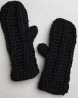 Brecken Ribbed Knit Mittens - Noir