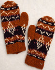 Alpine Fair Isle Emboirdered Knit Mittens - Rust