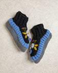 Color Block Charcoal Knit Slippers