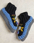Color Block Charcoal Knit Slippers