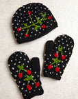 Cherries Noir Knit Mittens