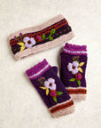 Color Block Plum Knit Handwarmers