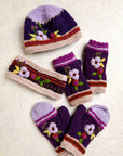 Color Block Plum Knit Handwarmers