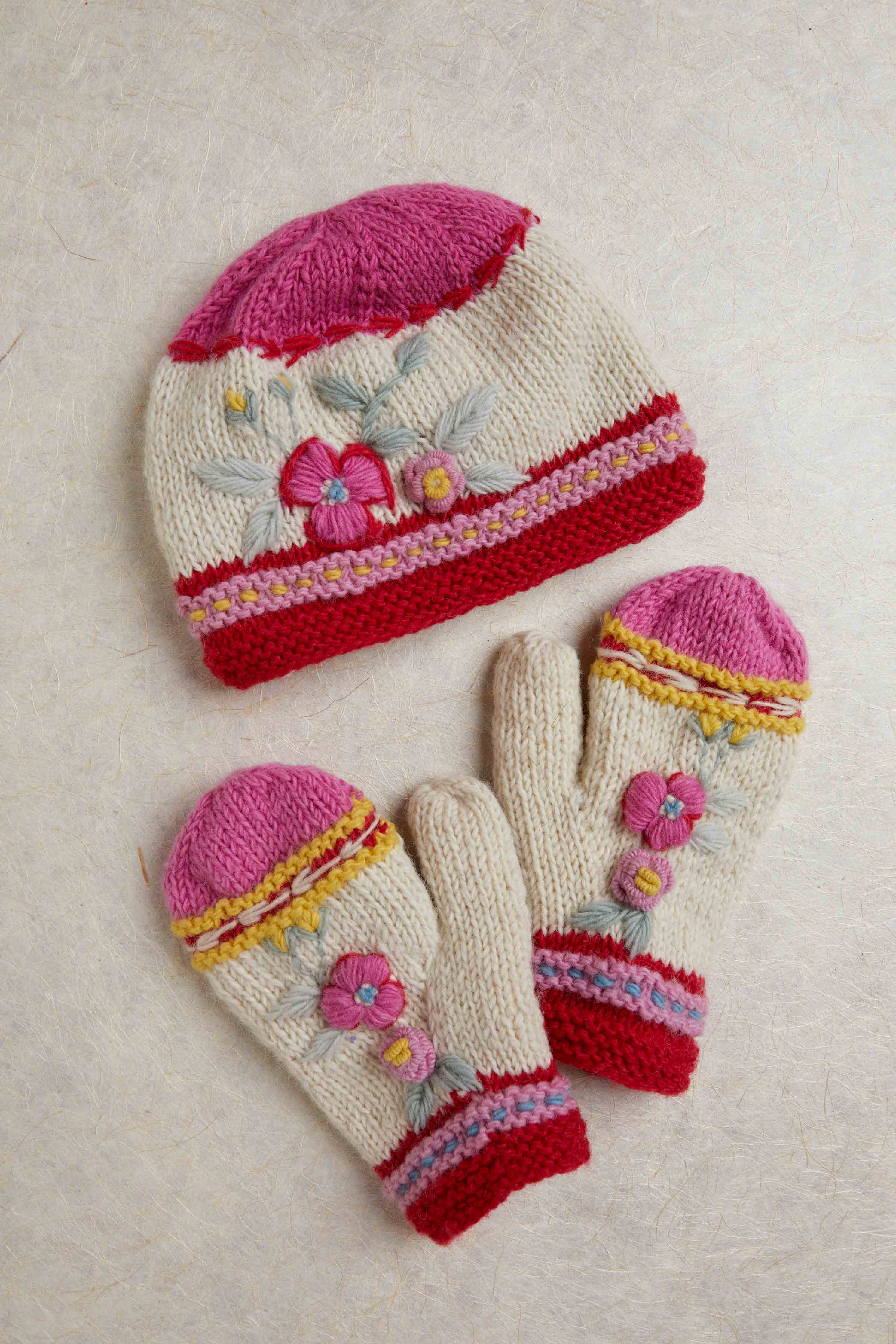 Color Block Pink Mittens