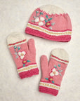 Color Block Blush Knit Mittens