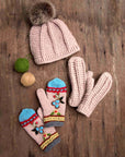 Brecken Tan/Rose Knit Mittens