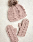 Brecken Tan/Rose Knit Pom Beanie