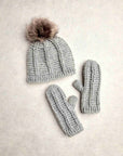 Brecken Gray Knit Pom Beanie