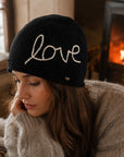 Love Embroidered Knit Beanie - Noir