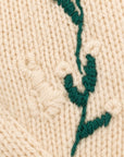 Winter Vine Embroidered Knit Mittens - Ecru