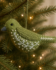 Hand-Embroidered Songbird Ornament – Evergreen
