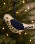 Hand-Embroidered Songbird Ornament – Blueberry